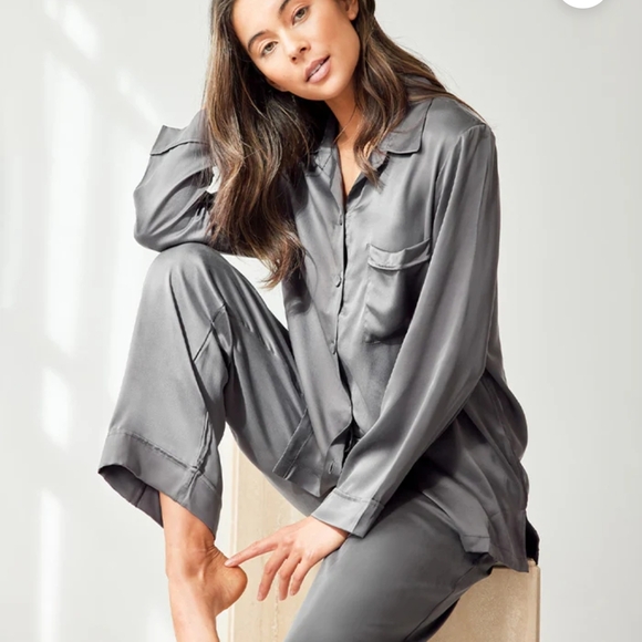 Papinelle Other - Papinelle DARK SLATE 100% Silk Full-Length Pajama Set, US M New